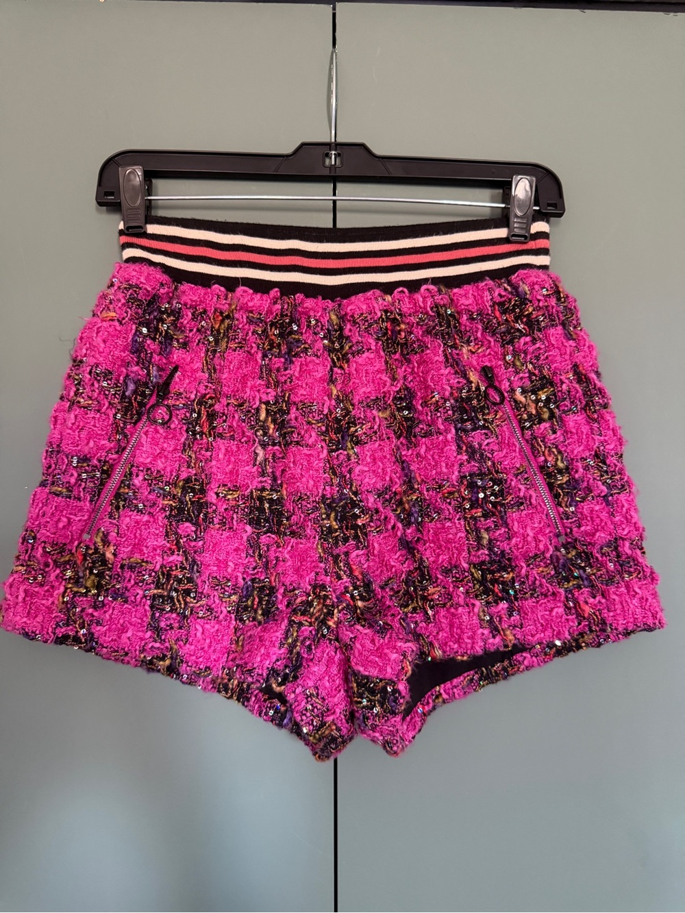 Anna Sui shorts pink tweed elastic waist size Xs